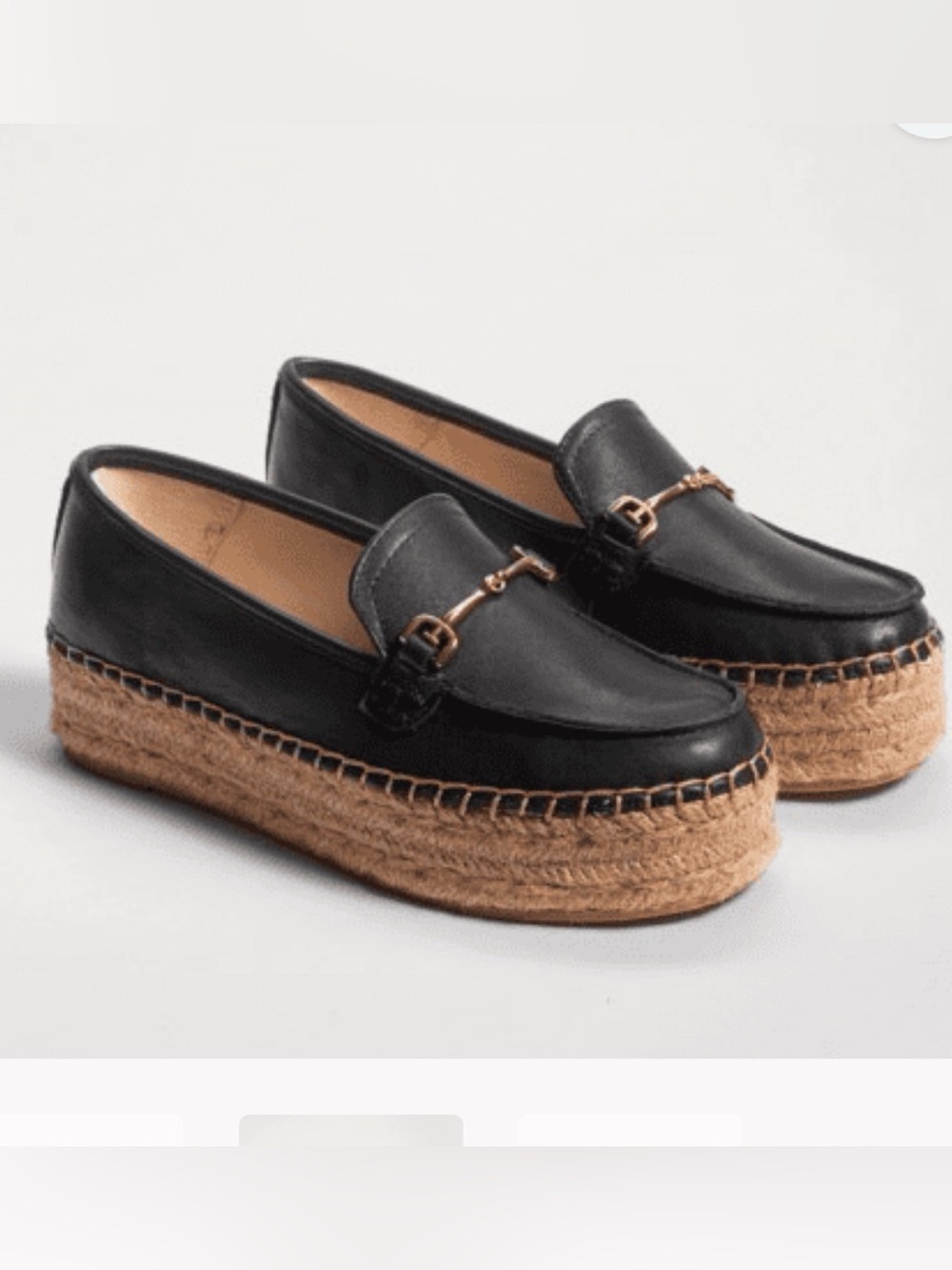 Sam Edelman Corrin black leather platform espadrille loafers